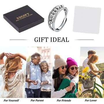 ASGIFT 925 Sterling Silver Fidget Ring for Anxiety Relief