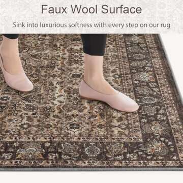 RYB HOME Brown Vintage Washable Runner Rug 2x6 ft