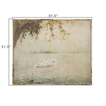 Creative Co-Op Vintage Swans Wall Art - Rustic Wood Framed Decor