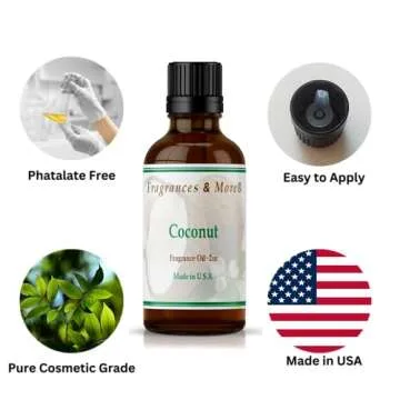 Fragrances & More - Coconut Fragrance Oil for Candle Making 2 oz. (60ml) Candle Scents for Candle Making. Scented Oil for Home. Essential Oils for Soap Making. Aromatherapy Oils.
