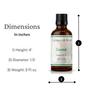 Fragrances & More - Coconut Fragrance Oil for Candle Making 2 oz. (60ml) Candle Scents for Candle Making. Scented Oil for Home. Essential Oils for Soap Making. Aromatherapy Oils.