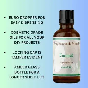 Fragrances & More - Coconut Fragrance Oil for Candle Making 2 oz. (60ml) Candle Scents for Candle Making. Scented Oil for Home. Essential Oils for Soap Making. Aromatherapy Oils.