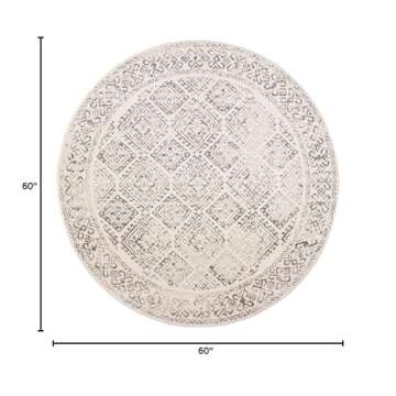 SAFAVIEH Tulum Collection Area Rug – 5' Round, Ivory & Grey, Durable Non-Shedding Design for High ...
