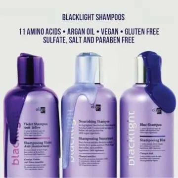 OLIGO PROFESSIONNEL - Blacklight Blue Shampoo - Sulfate-Free Blue Shampoo for Blonde and Color Hair - Revive Treated Hair - Refreshes Faded Highlights - 11 Amino Acids and Moisturizing Formula - 8.5oz