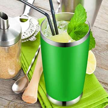 Potchen 20 Pack Powder Coated Tumbler Bulk Stainless Steel 20oz Tumbler with Lids Colorful Coffee Tumbler Vacuum Insulated Travel Tumbler Cup Gift for Wine Cocktails Hot Cold Drinks, Assorted Colors