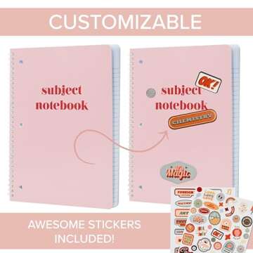 ZICOTO Aesthetic Spiral Subject Notebook Set of 3 For School or College - The Perfect 8" x 10.5" College Ruled Notebook with Premium Paper - Cute Student Supplies to Stay Organized at School