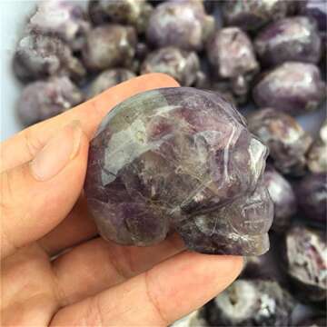 Natural Amethyst Carved Realistic Crystal Skull Sculpture Healing Energy Reiki Gemstone Collectible Figurine Crystal Healing Skull for Home Decoration 2"