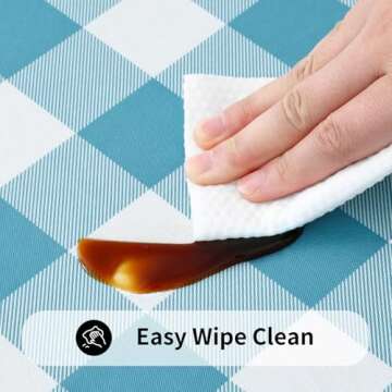 Smiry Rectangle Picnic Table Cloth, Elastic Waterproof Fitted Vinyl Tablecloth for 4 FT Tables, Flannel Backed Buffalo Plaid Table Covers for Dining, Camping, Outdoor (White and Aqua, 24" x 48")