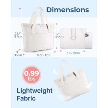 BAGSMART Tote Bag for Women, Foldable Tote Bag With Zipper Large Shoulder Bag Top Handle Handbag for Travel, Work