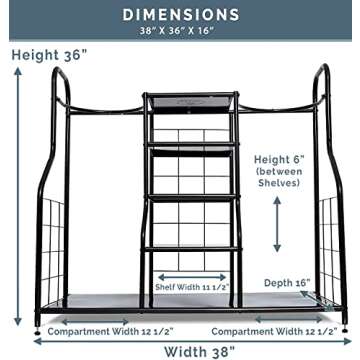 Morvat Golf Organizer Extra Large Double Metal Black Stand Perfect Way to Store & Organize Your Golfing Bags, Clubs, Balls, Gadgets, Accessories & Equipment in Shed, Basement, and Garage