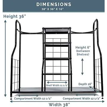 Morvat Golf Organizer Extra Large Double Metal Black Stand Perfect Way to Store & Organize Your Golfing Bags, Clubs, Balls, Gadgets, Accessories & Equipment in Shed, Basement, and Garage