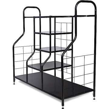 Morvat Golf Organizer Extra Large Double Metal Black Stand Perfect Way to Store & Organize Your Golfing Bags, Clubs, Balls, Gadgets, Accessories & Equipment in Shed, Basement, and Garage