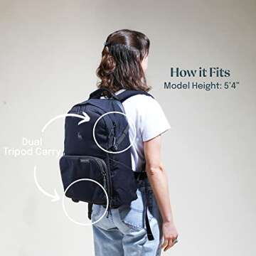 BREVITE - The Jumper - Compact Camera Backpacks for Photographers - A Minimalist & Travel-friendly Photography Backpack Compatible With Both Laptop & DSLR Accessories 18L (Triple Black)