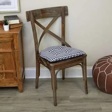 Klear Vu Omega Non-Slip Universal Chair Cushions for Dining Room, Kitchen and Office Use, U-Shaped Skid-Proof Seat Pad, 15x16 Inches 2 Pack Gingham Navy 2 Count