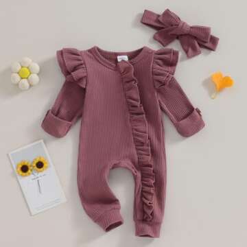 Twopumpkin Newborn Baby Boy Girl Knit jumpsuit Romper Newborn Coming Home Outfit Infant Fall Winter ...