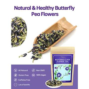 TeeLux Butterfly Pea Flower Tea - Premium Dried 3.5 Oz for Colorful Drinks