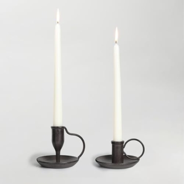 Elegant Matte Black Iron Candle Holder Set - Vintage Home Decor