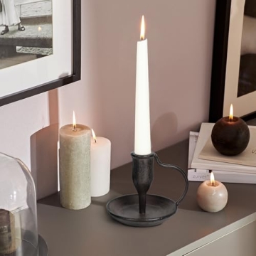 Stylish Matte Black Iron Candle Holders - Set of 2