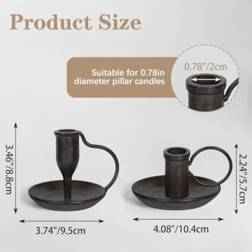Stylish Matte Black Iron Candle Holders - Set of 2