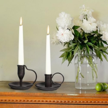 Stylish Matte Black Iron Candle Holders - Set of 2