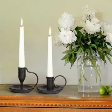 Stylish Matte Black Iron Candle Holders - Set of 2