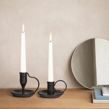 Stylish Matte Black Iron Candle Holders - Set of 2