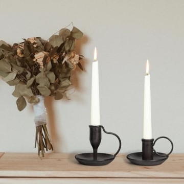 Stylish Matte Black Iron Candle Holders - Set of 2