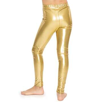 STRETCH IS COMFORT Girl's Metallic Mystique Leggings Gold X-Small