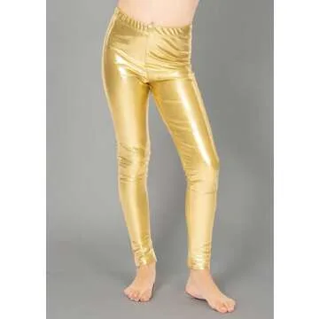 STRETCH IS COMFORT Girl's Metallic Mystique Leggings Gold X-Small