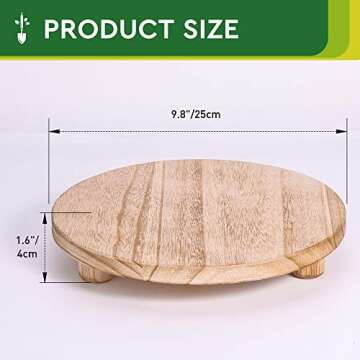 Woodreen 2 Pack Wood Stool Plant Riser, Round Small Plant Stand, Rustic Stool Flower Pot Holder, Modern Decorative Display Stand, Wooden Tray for Home Kitchen, Patio, Garden Decor