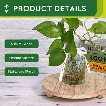Woodreen 2 Pack Wood Stool Plant Riser, Round Small Plant Stand, Rustic Stool Flower Pot Holder, Modern Decorative Display Stand, Wooden Tray for Home Kitchen, Patio, Garden Decor