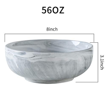 Yundu Gray Marble Porcelain Bowls Set of 3 Microwave Safe