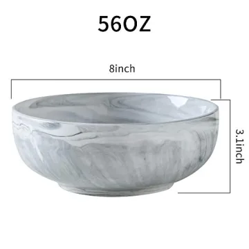 Yundu Gray Marble Porcelain Bowls Set of 3 Microwave Safe
