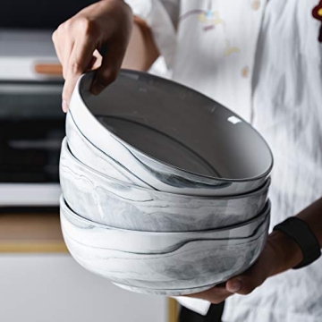Yundu Gray Marble Porcelain Bowls Set of 3 Microwave Safe