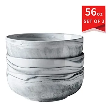 Yundu Gray Marble Porcelain Bowls Set of 3 Microwave Safe