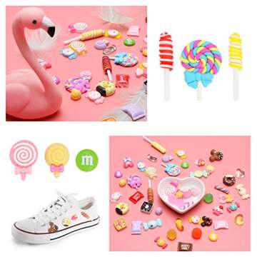 Kawaii Nail Charms, 50 Pcs Slime Charms Bulk, Candy Charms for Acrylic Nails, Cute Flatback Resin Charms for DIY Crafts Making, Ornament Scrapbooking