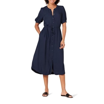 Amazon Essentials Women's Relaxed Fit Midi A-Line Dress - Flattering Elegance