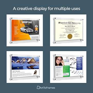 ArtToFrames Floating Acrylic Frame for Pictures Up to 20x24 inches (Full Frame is 24x28) with Gold Standoff Wall Mount Hardware, Acrylic-109-20x24-81