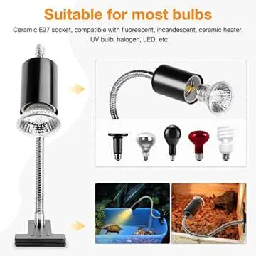 Buddypuppy Reptile Heat Lamp with Adjustable UVA UVB Bulbs