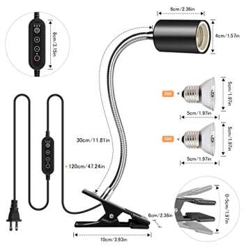 Buddypuppy Reptile Heat Lamp with Adjustable UVA UVB Bulbs