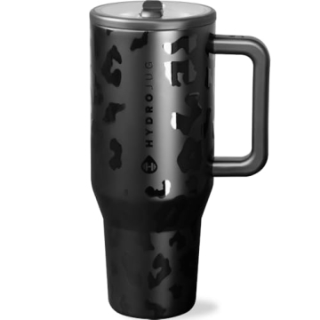 HydroJug Traveler 40 oz Insulated Water Bottle - Black Leopard Design