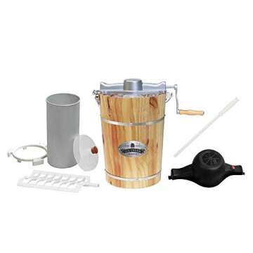 Elite Gourmet Old Fashioned 6 Quart Vintage Wood Bucket Electric Ice Cream Maker Machine Appalachian...