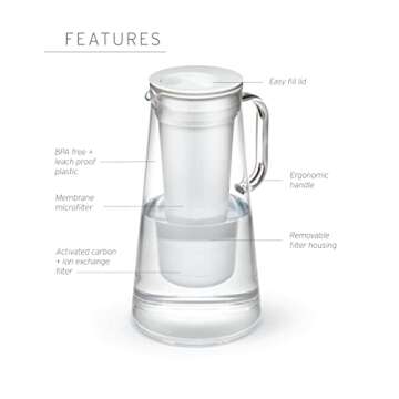 LifeStraw Home – Water Filter Pitcher, 10-Cup, Pebble, BPA Free Designed for Everyday Protection Against Bacteria, parasites, microplastics, Lead, Mercury, PFAS and a Variety of Chemicals