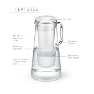 LifeStraw Home – Water Filter Pitcher, 10-Cup, Pebble, BPA Free Designed for Everyday Protection Against Bacteria, parasites, microplastics, Lead, Mercury, PFAS and a Variety of Chemicals