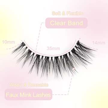 Veleasha Lashes Wispy False Eyelashes 100% Handmade Eyelashes Natural Look Fake Lashes Lightweight Lashes with Soft Clear Band 5 Pairs Pack (G2)