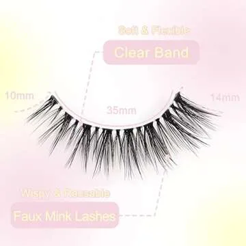 Veleasha Wispy False Eyelashes 5 Pairs Lightweight Clear Band