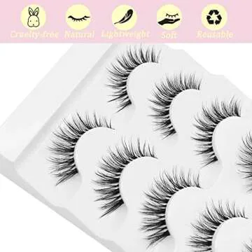 Veleasha Wispy False Eyelashes 5 Pairs Lightweight Clear Band