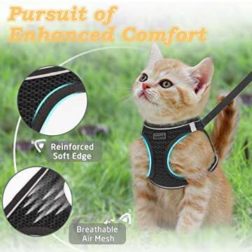 SALFSE Cat Harness and Leash for Walking Escape Proof, Adjustable Kitten Vest Harness Reflective Sof...