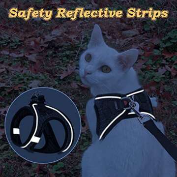SALFSE Cat Harness and Leash for Walking Escape Proof, Adjustable Kitten Vest Harness Reflective Soft Mesh Puppy Harness for Outdoor, Comfort Fit, Easy to Control (Black, XS)