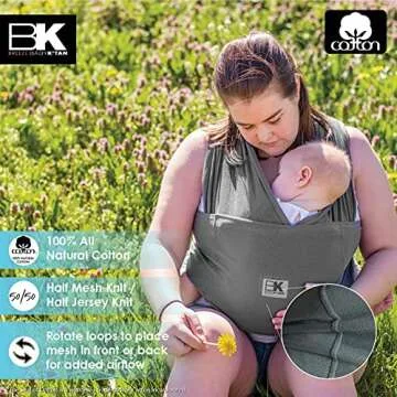 Breeze Baby K'tan Baby Carrier, #1 Easy Pre-Wrapped Baby Sling Gift | Breathable 100% Cotton Mesh | Hands Free Wrap for Infants | No Rings Or Buckles | Newborn to Toddler up to 35lb (See Size Chart)